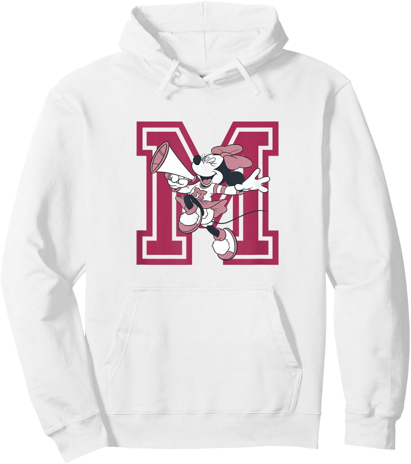 Disney Minnie Mouse Cute Cheerleader Vintage Pink Collegiate Hoodie - Hoodie | White