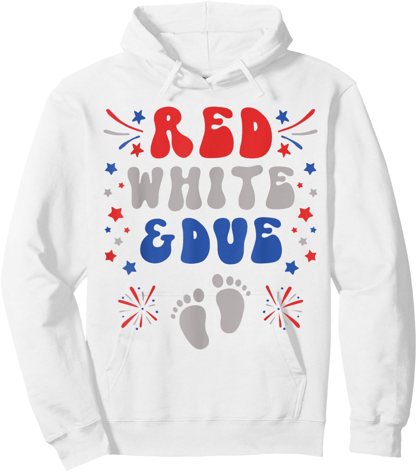 Red White and Due 4th of July Pregnancy Dress Baby Reveal Men Hoodie - Hoodie | White