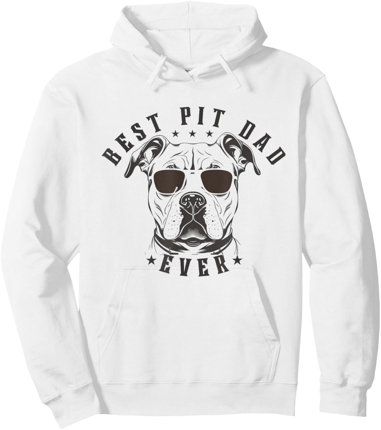 Men's Best Pitbull Dad Ever with Graphic Pitbull Face Hoodie - Hoodie | White