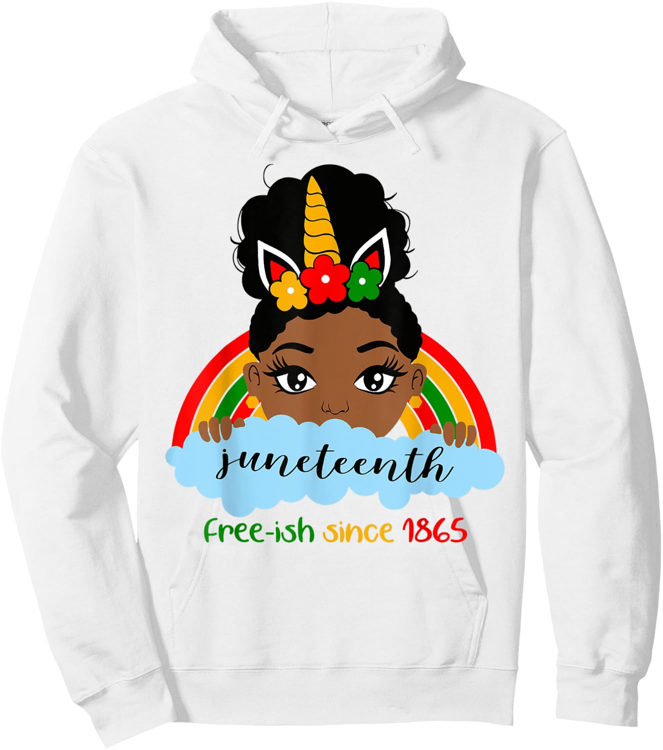 Juneteenth Unicorn Girl Little Princess Freeish since 1865 Hoodie - Hoodie | White
