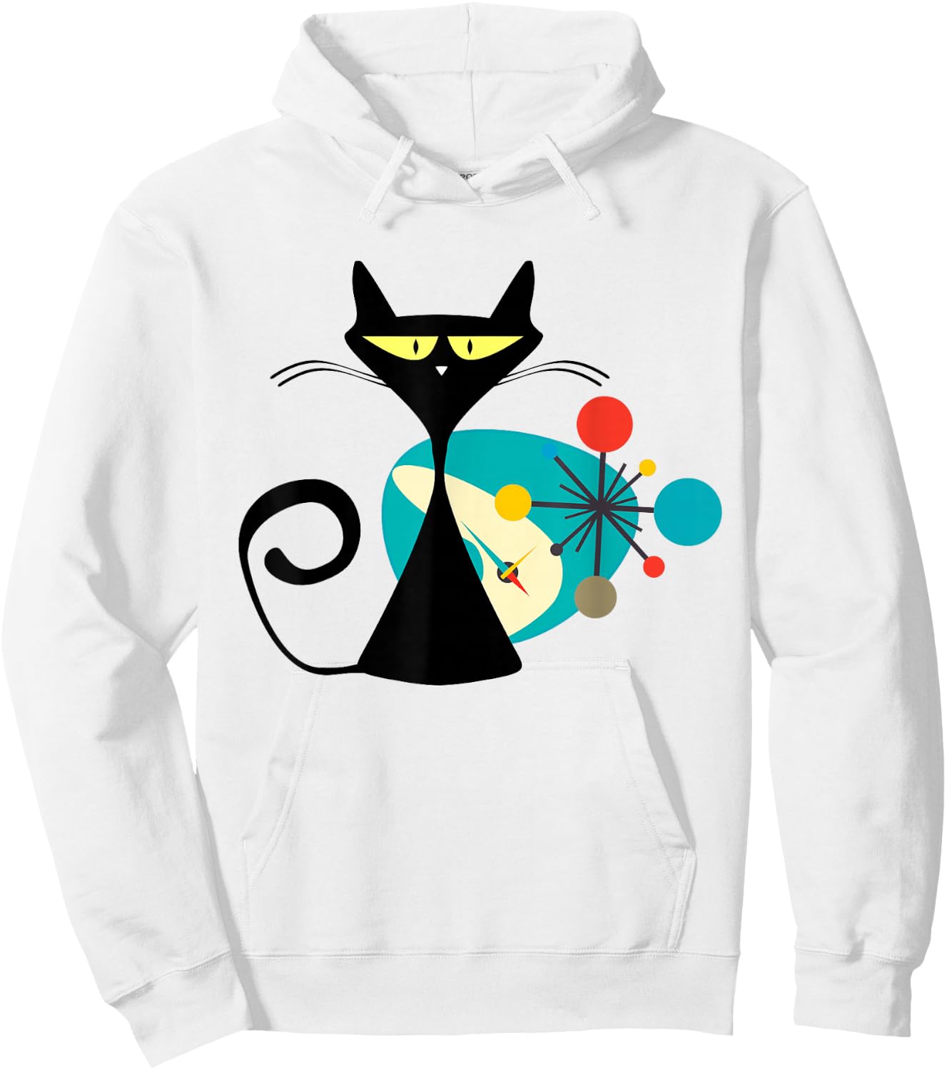 Midcentury Mid Century Cat Retro Atomic Age Space Modern Hoodie - Hoodie | White