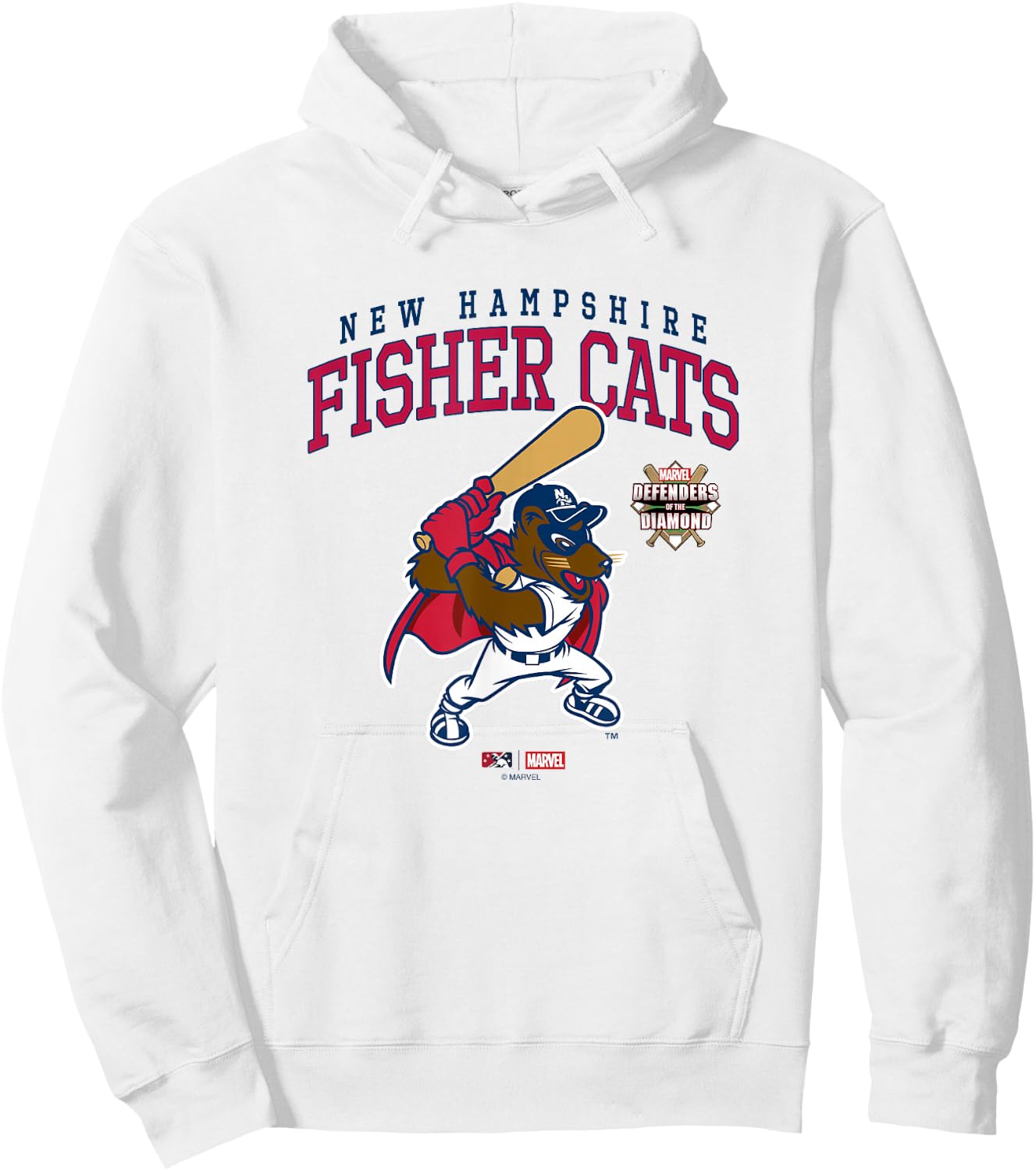 Marvel x MiLB New Hampshire Fisher Cats Big Chest Logo Hoodie - Hoodie | White
