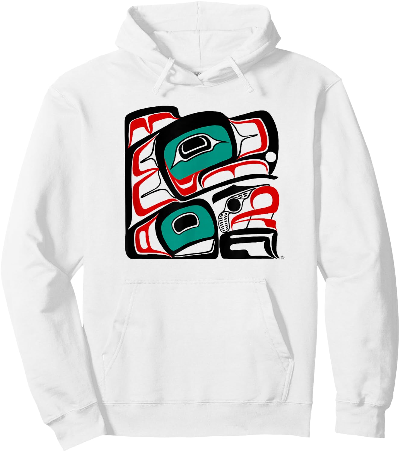 Eagle of NW Coast Native American Canadian Indian Style Hoodie - Hoodie | White