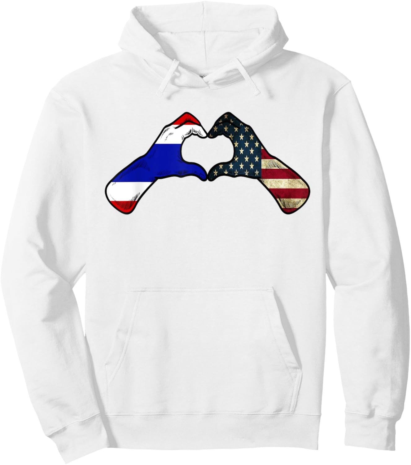 Thailand American USA Flag - USA Thai Heart Hoodie - Hoodie | White
