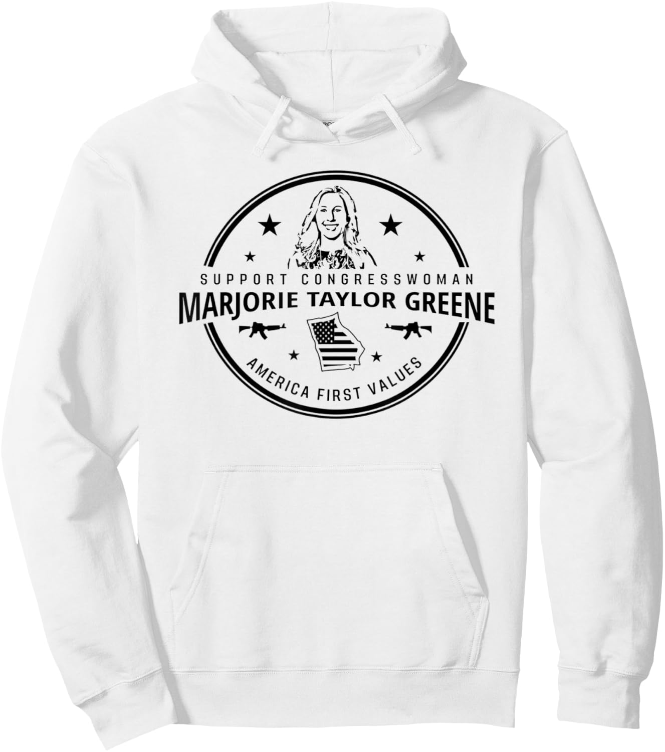 Support Marjorie Taylor Greene MTG America First Values Hoodie - Hoodie | White