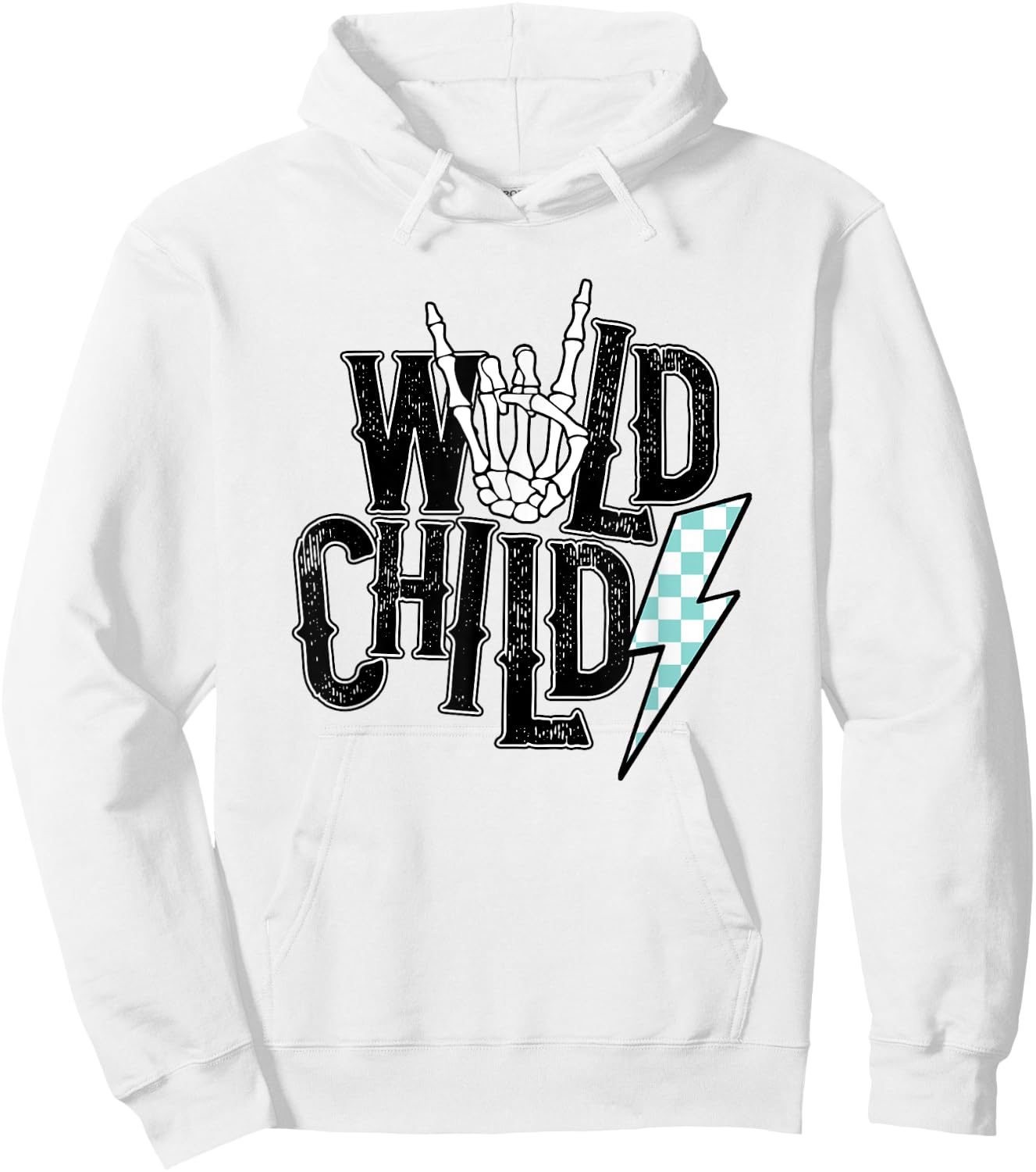 Wild Child Lightning Checkered Hoodie - Hoodie | White
