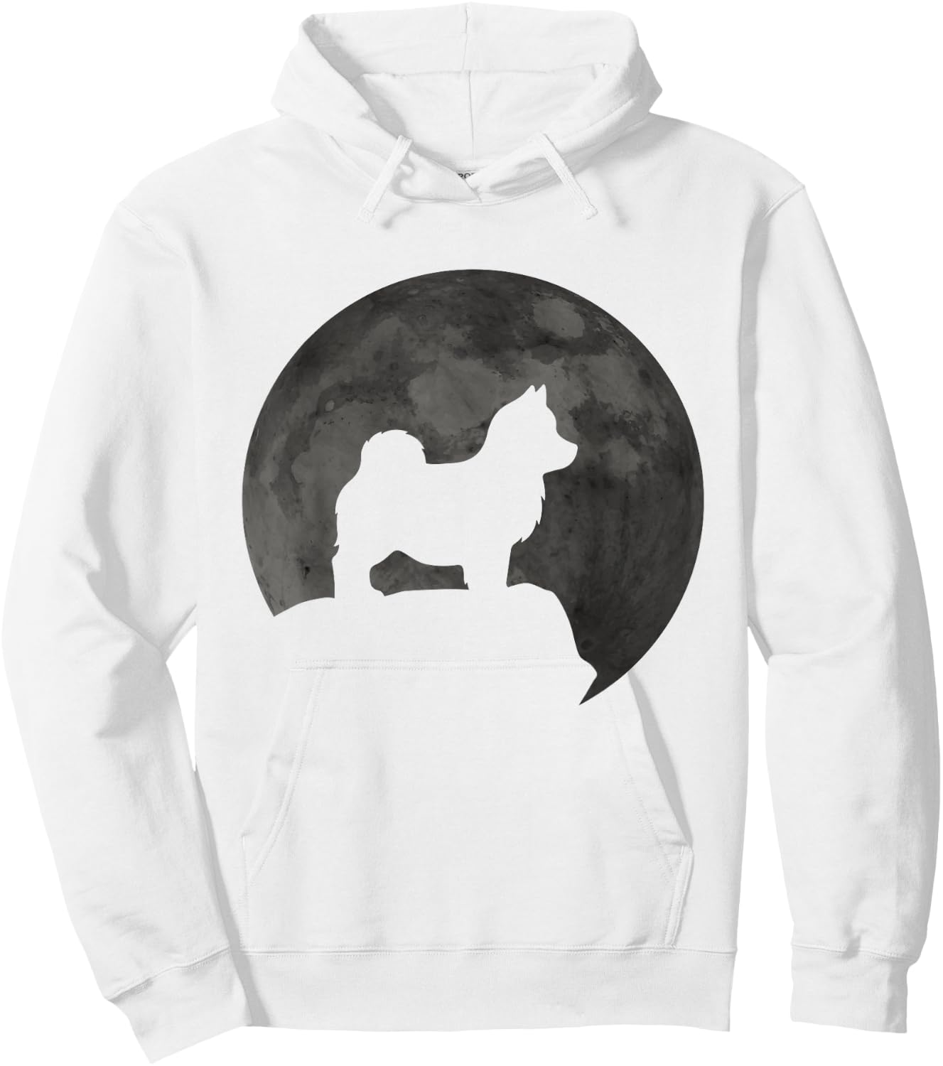 Moon And Dog Silhouette - Pomsky Hoodie - Hoodie | White