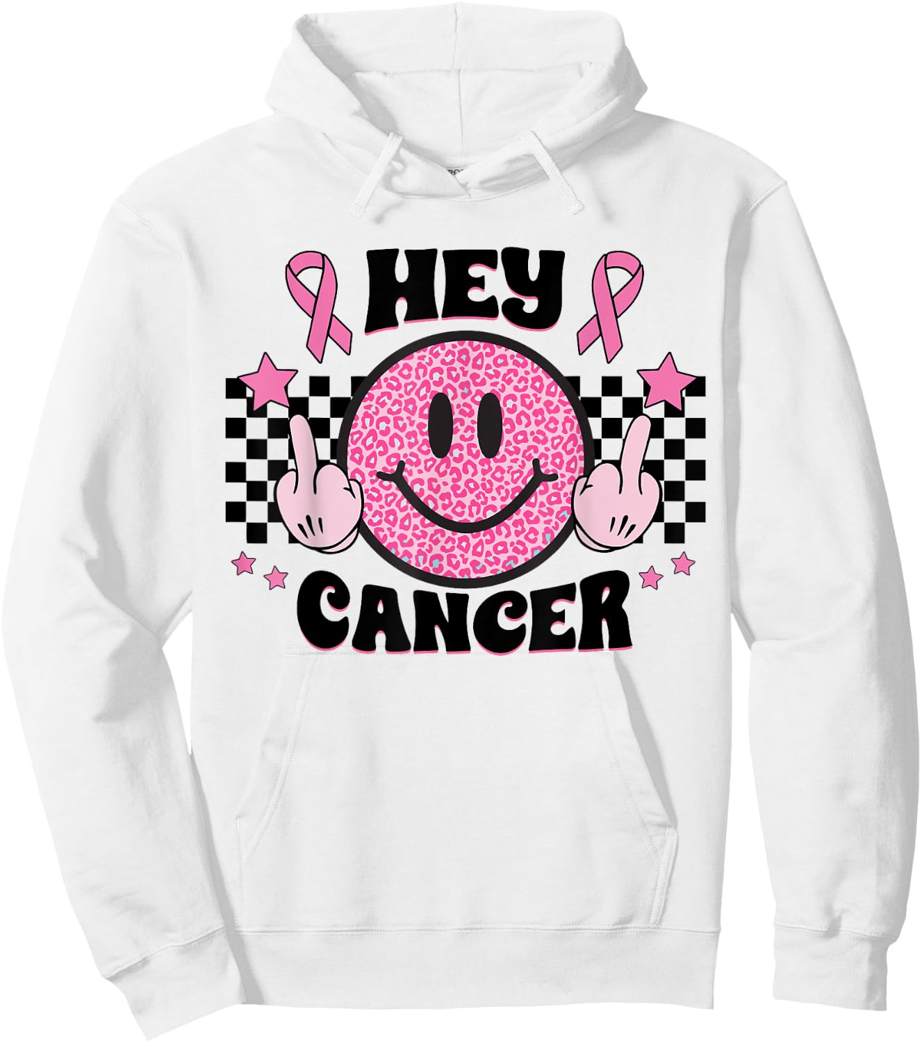 Fuck Cancer Smile Face Pink Ribbon Breast Cancer Awareness Hoodie - Hoodie | White