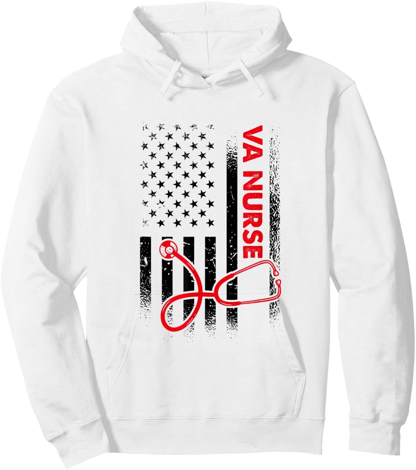 Proud American Military Nurse, VA Nursing Hoodie - Hoodie | White