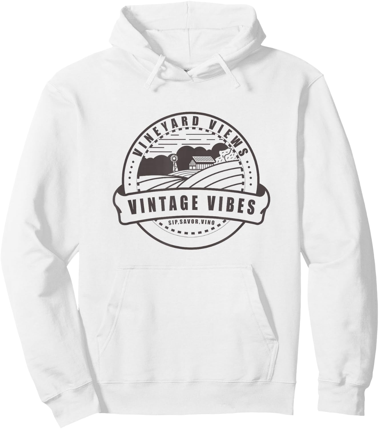 Vineyard Views Vintage Vibes Winery Farm Vines Hoodie - Hoodie | White