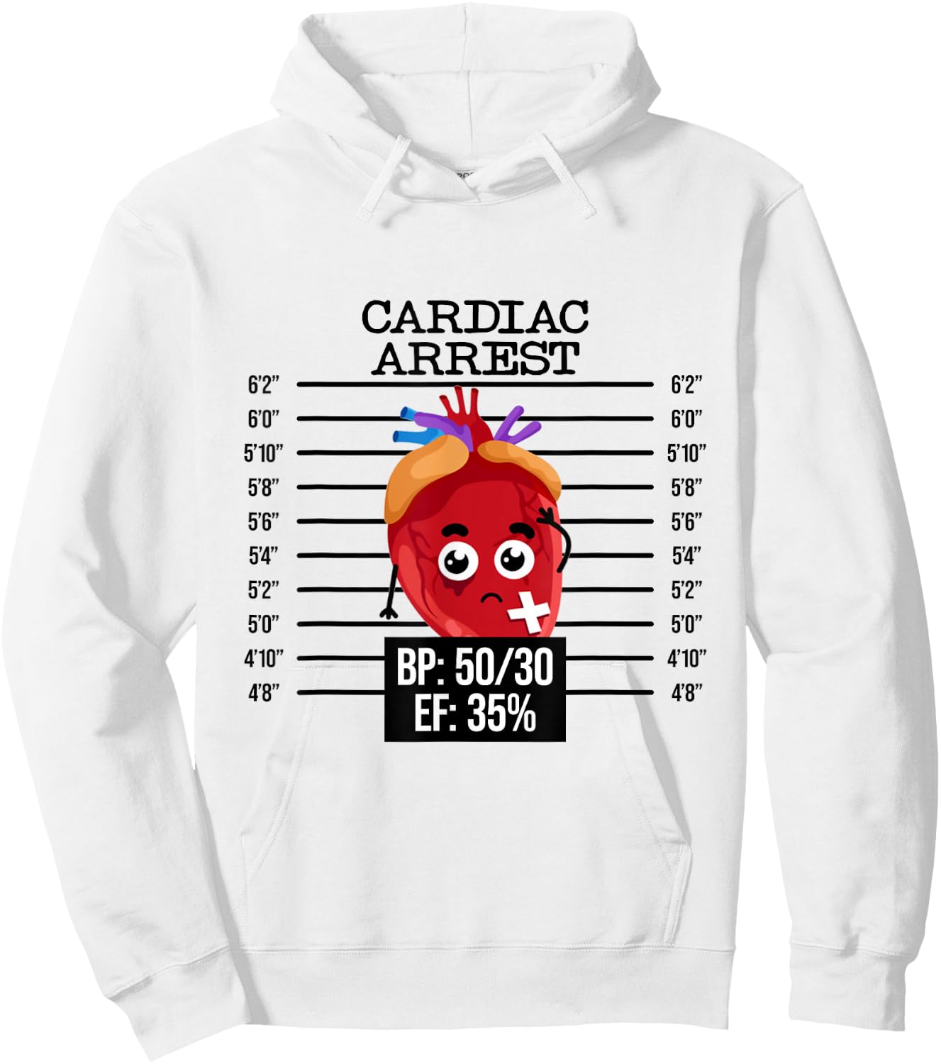 Funny Cardiology Badge Reel, Cardiac Arrest EKG Badge Holder Hoodie - Hoodie | White