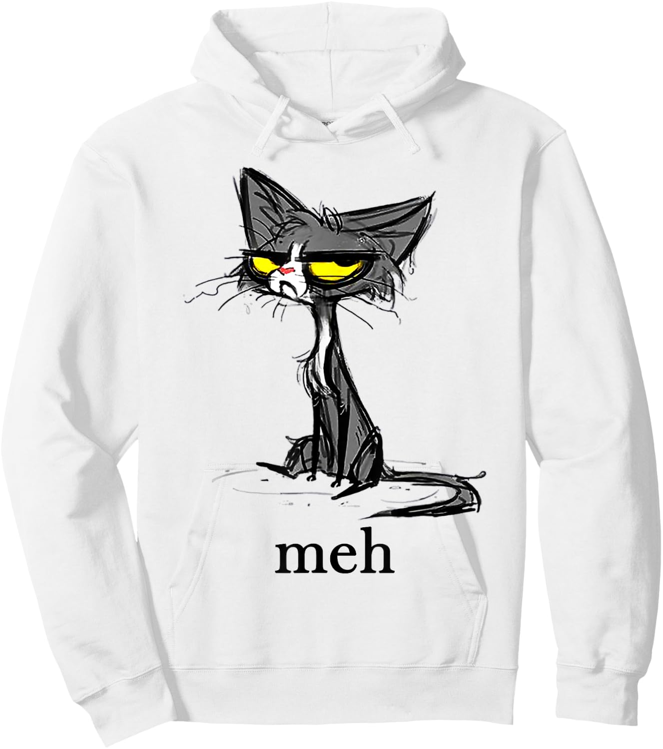 Funny Meh Cat Gift Cat Lovers Idea Men Women Girls Kids Hoodie - Hoodie | White