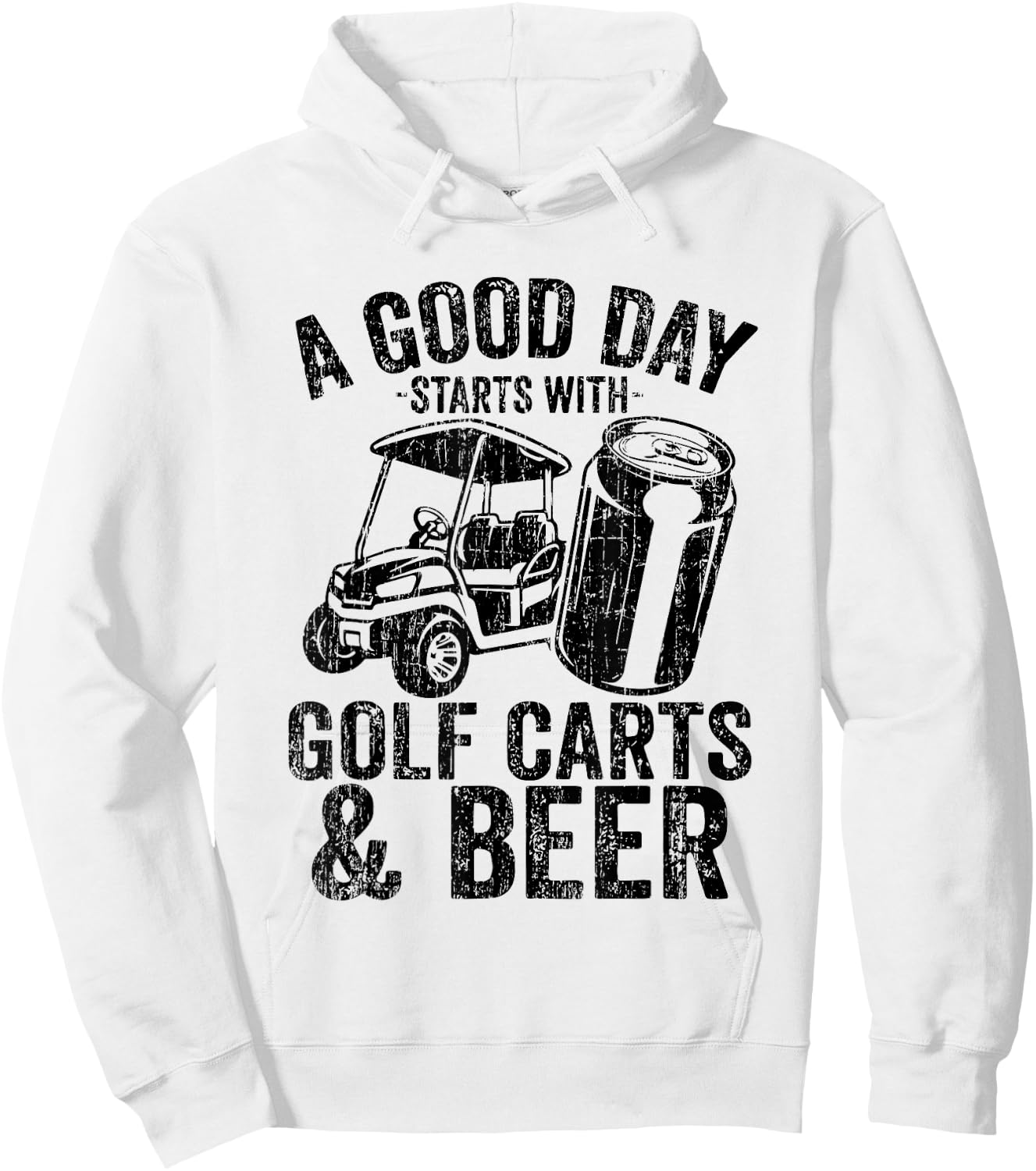 Vintage Retro A Good Day Starts With Golf Carts And Beer Hoodie - Hoodie | White