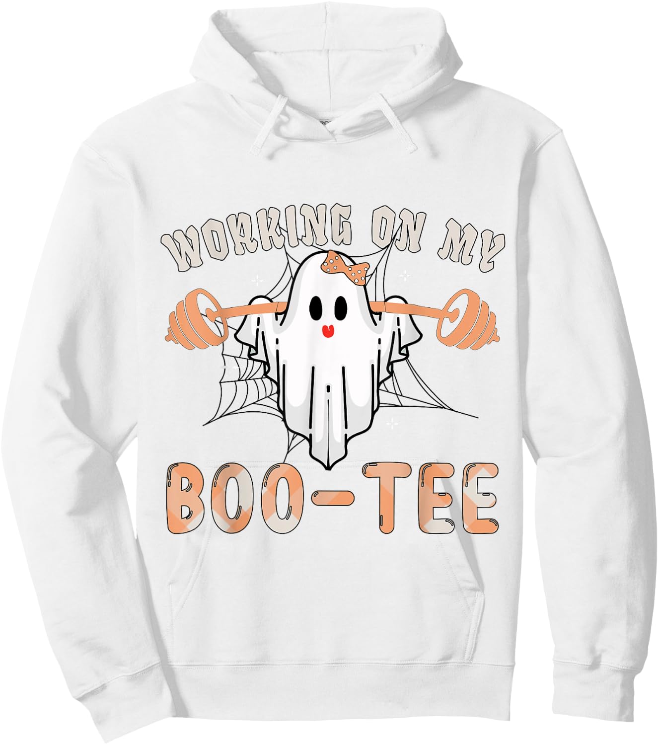 Working On My Bootee Ghost Boo Gym Spooky Funny Halloween Hoodie - Hoodie | White