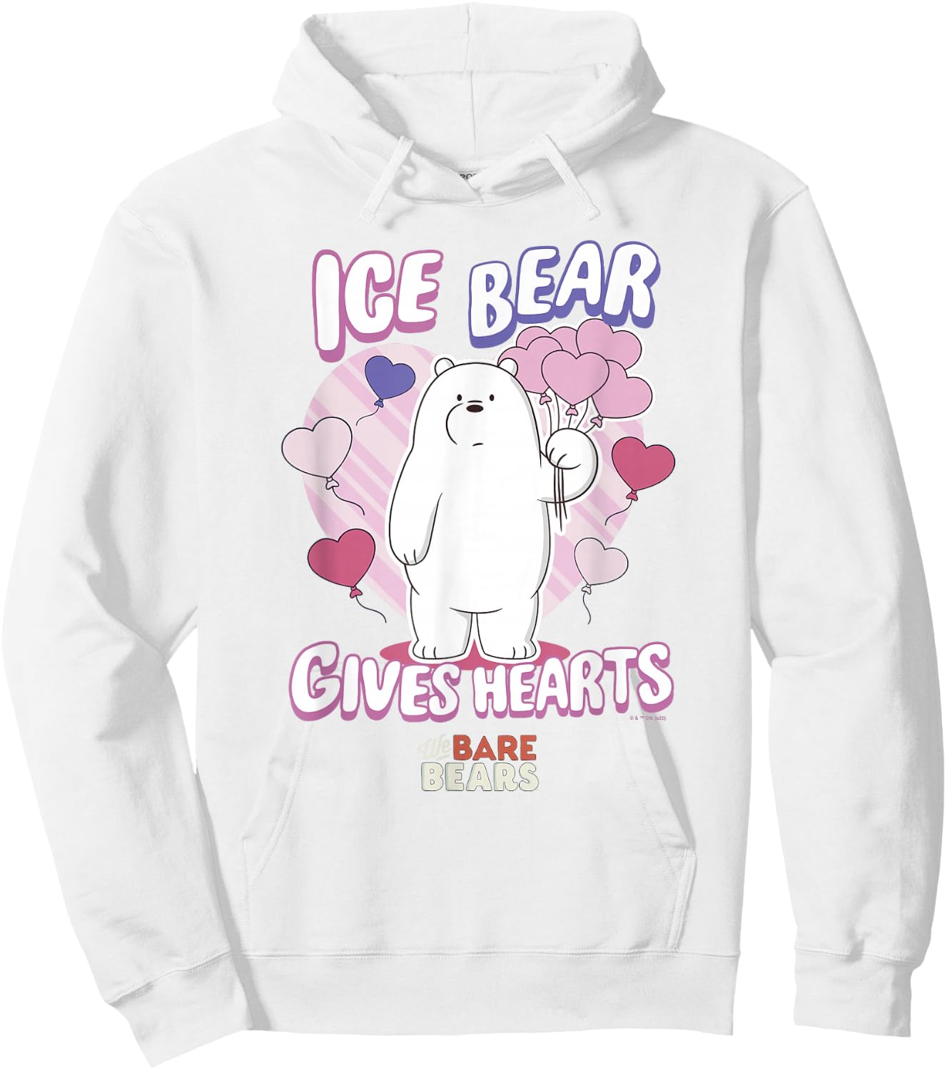 We Bare Bears Valentine's Day Ice Bear Hearts Hoodie - Hoodie | White