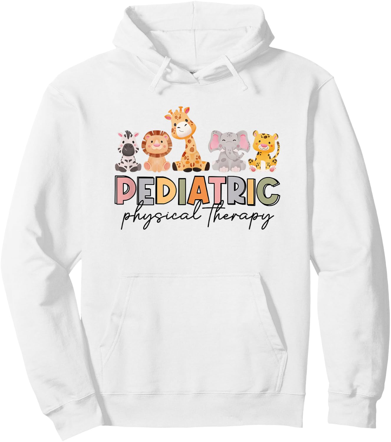 Pediatric Physical Therapy Therapist PT Crew Safari Animals Hoodie - Hoodie | White