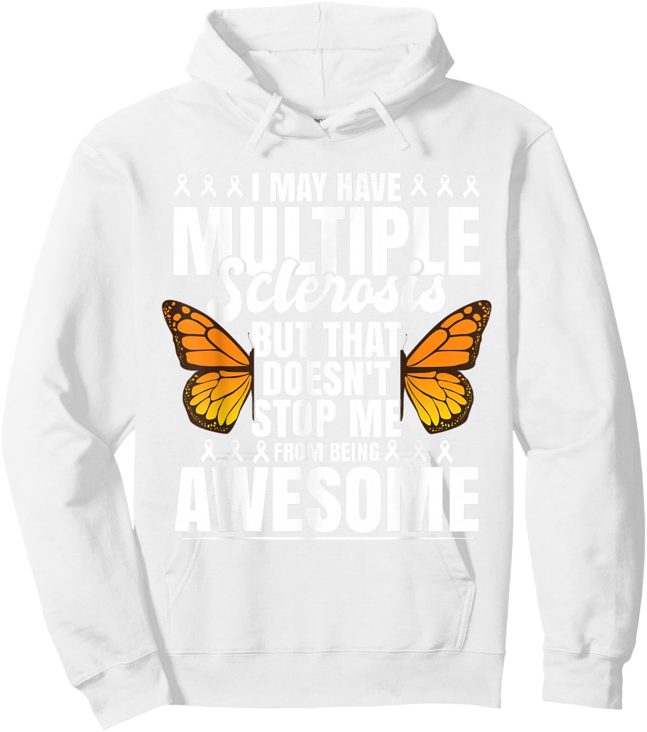 Multiple Sclerosis MS Butterfly Hoodie - Hoodie | White
