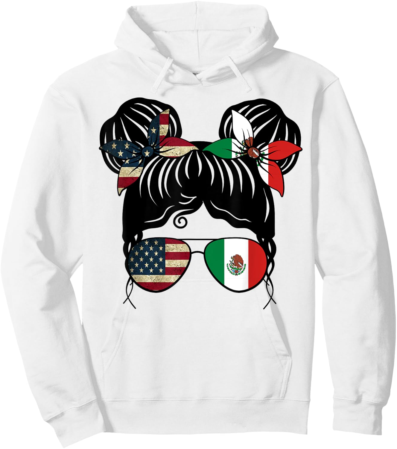 Half American Half Mexican Girl USA Mexico Flag Kids Hoodie - Hoodie | White