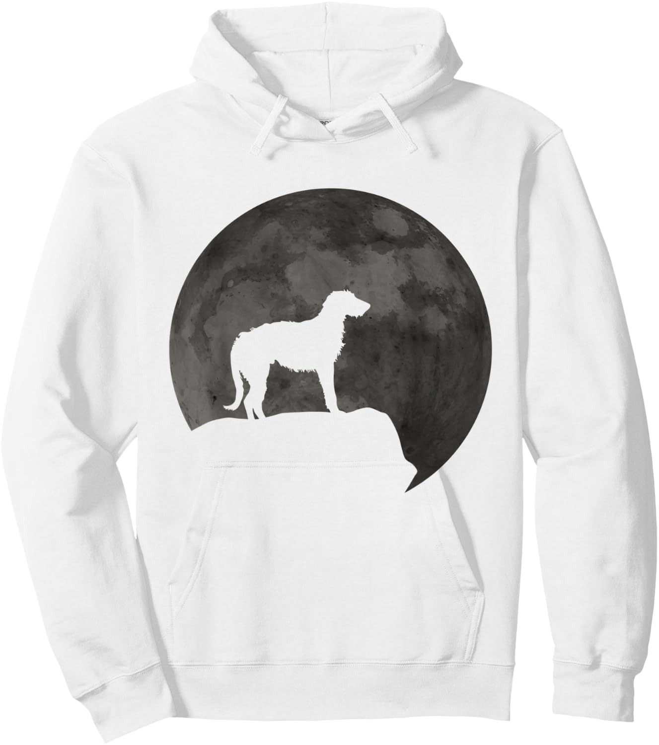 Moon And Dog Silhouette - Irish Wolfhound Hoodie - Hoodie | White
