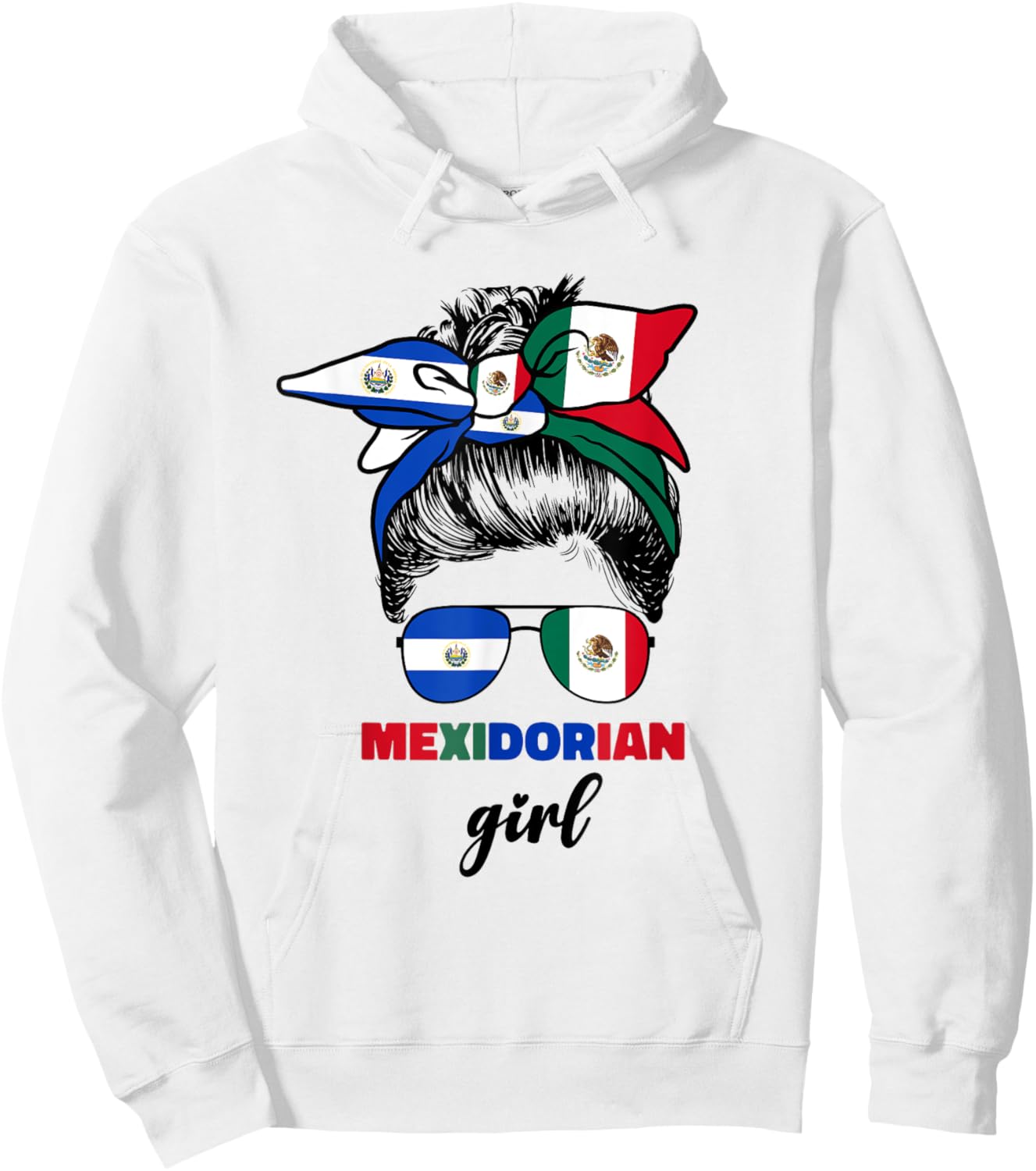 Half Mexican And Salvadorian Mexico El Salvador Flag Girl Hoodie - Hoodie | White