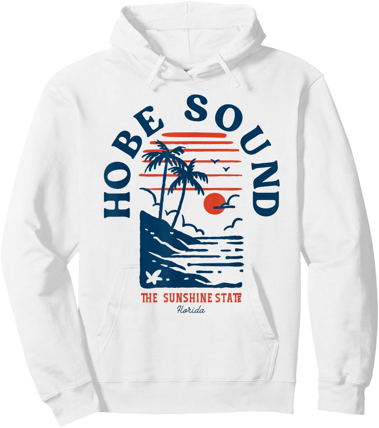 Hobe Sound Florida Retro Surfer Vintage Beach Men Women Hoodie - Hoodie | White