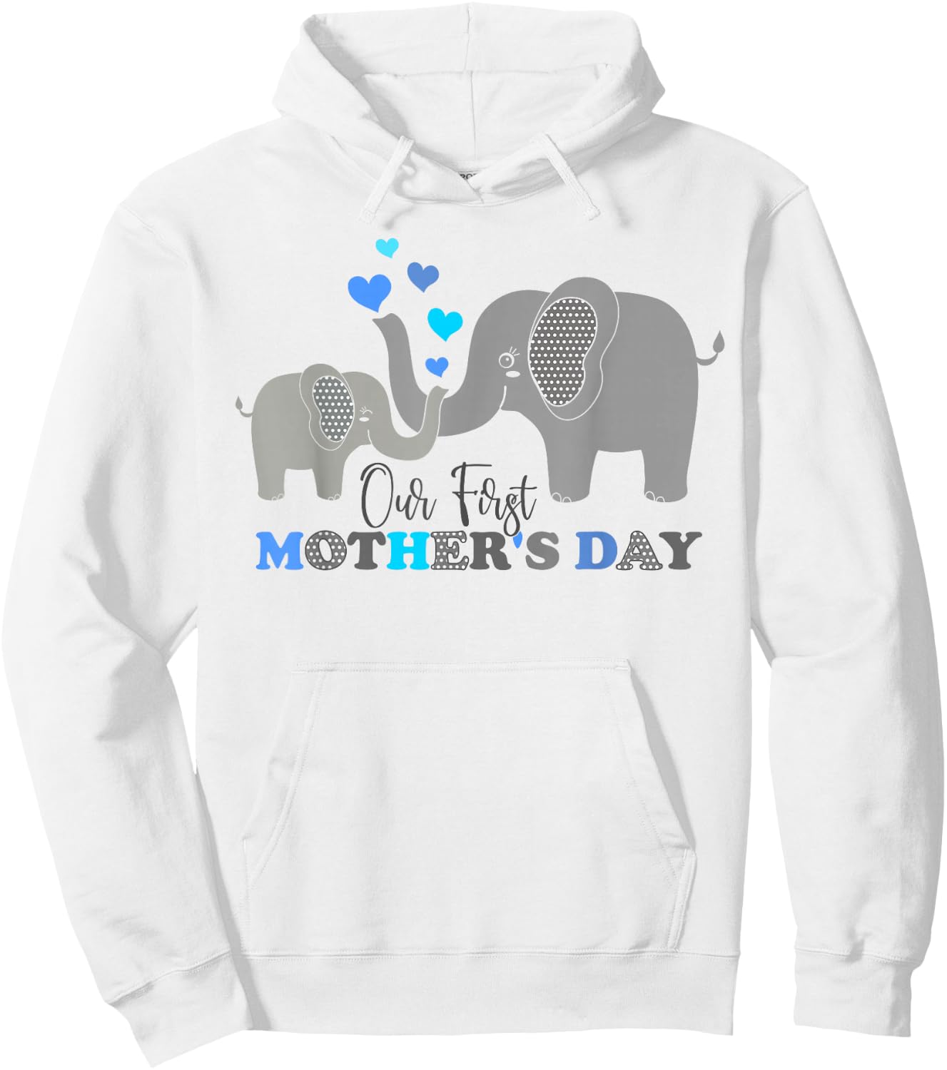 Our First Mother's Day Funny Elephant Son Kids Women Mom Boy Hoodie - Hoodie | White