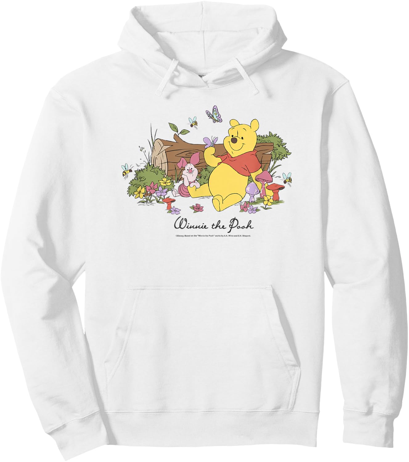 Disney Winnie The Pooh Piglet and Pooh Floral Butterfly Small Hoodie - Hoodie | White