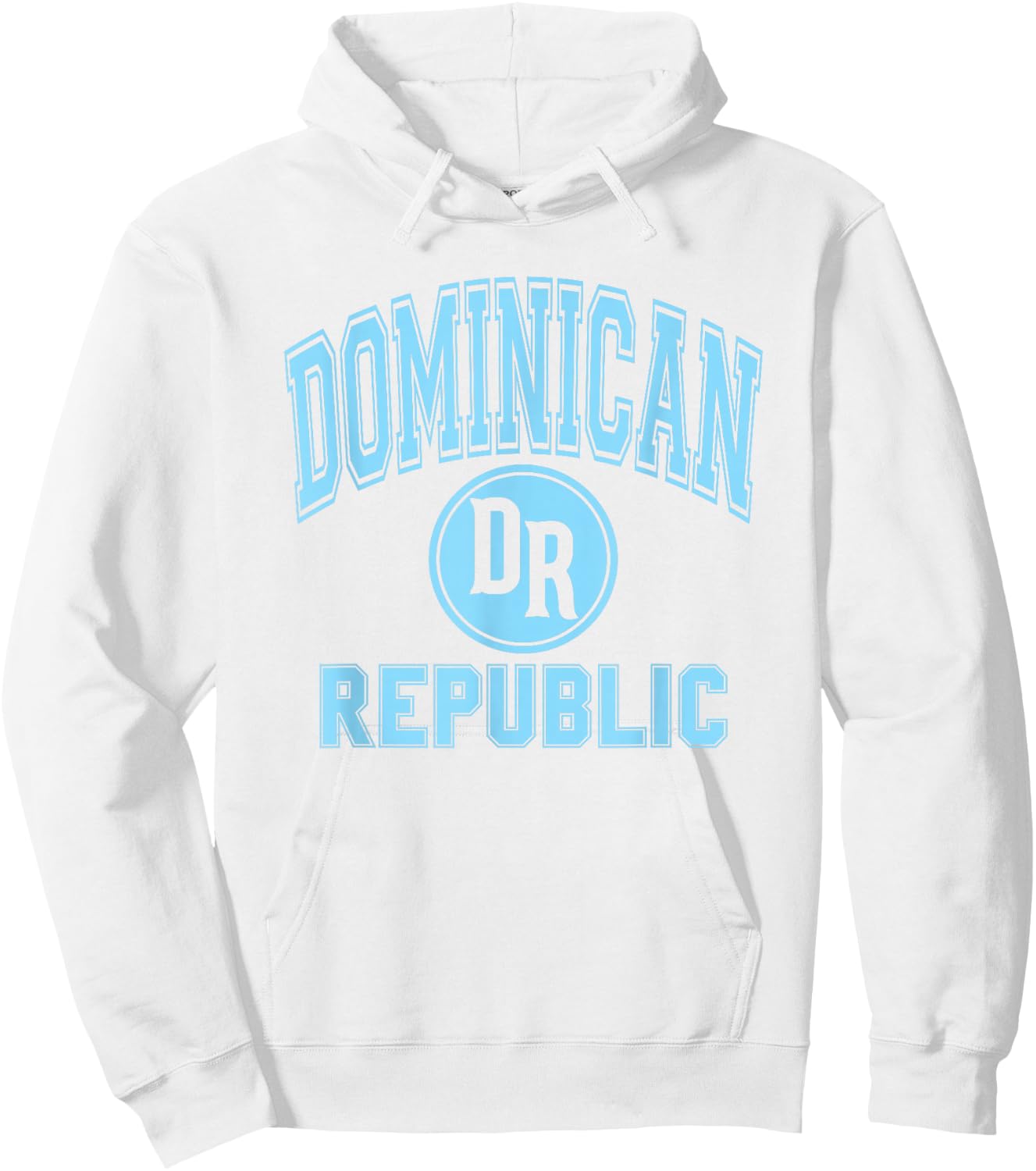 Dominican Republic DR Circle White with Light Blue Print Hoodie - Hoodie | White