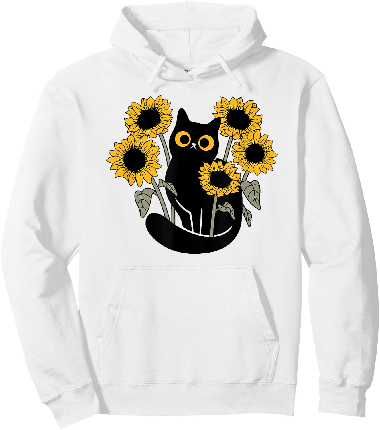 Black Cat in Sunflowers Women Girls Kids Hoodie - Hoodie | White