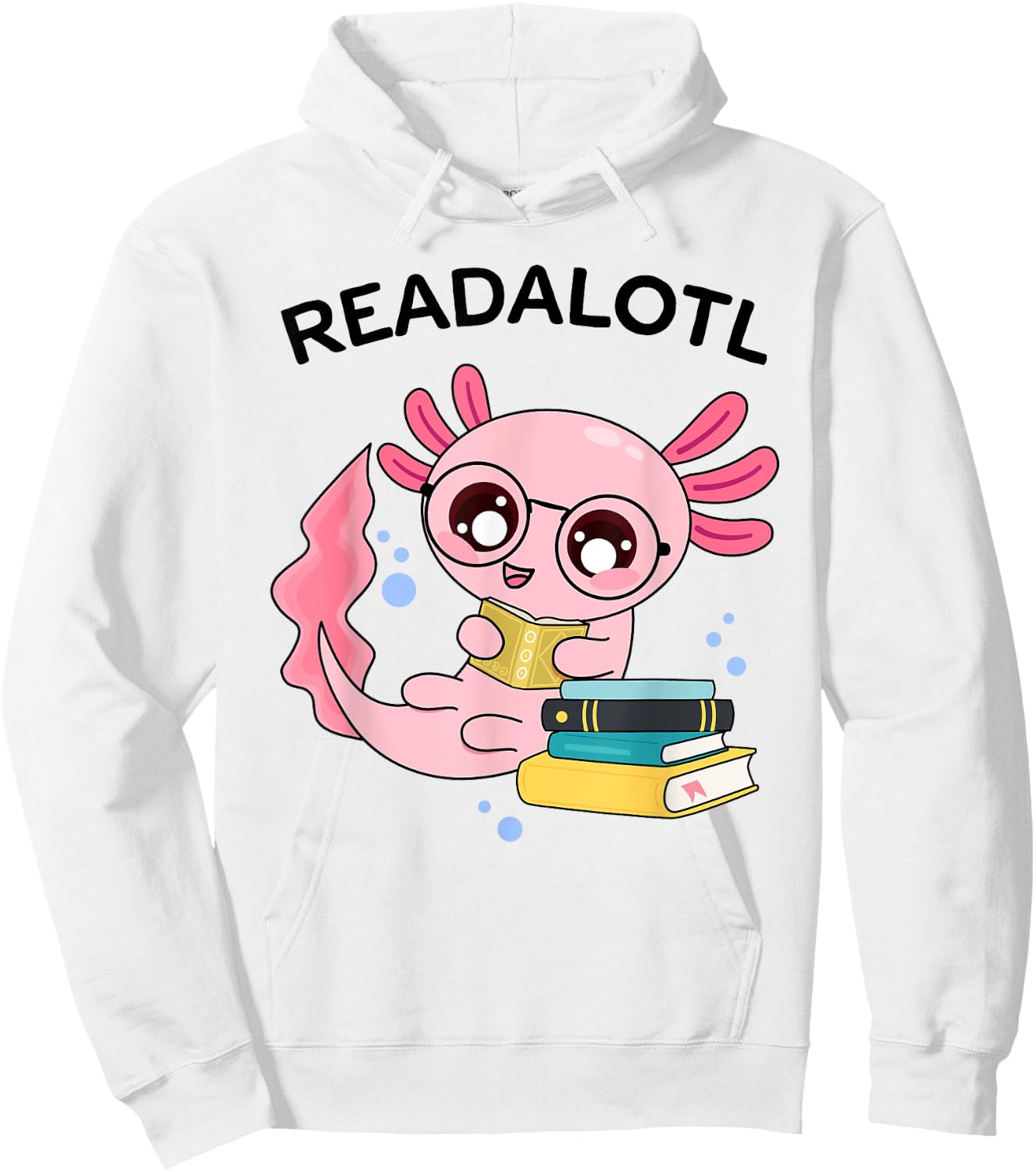 Axolotl Bookworm Book Reading Girls Axolotl Costume Hoodie - Hoodie | White