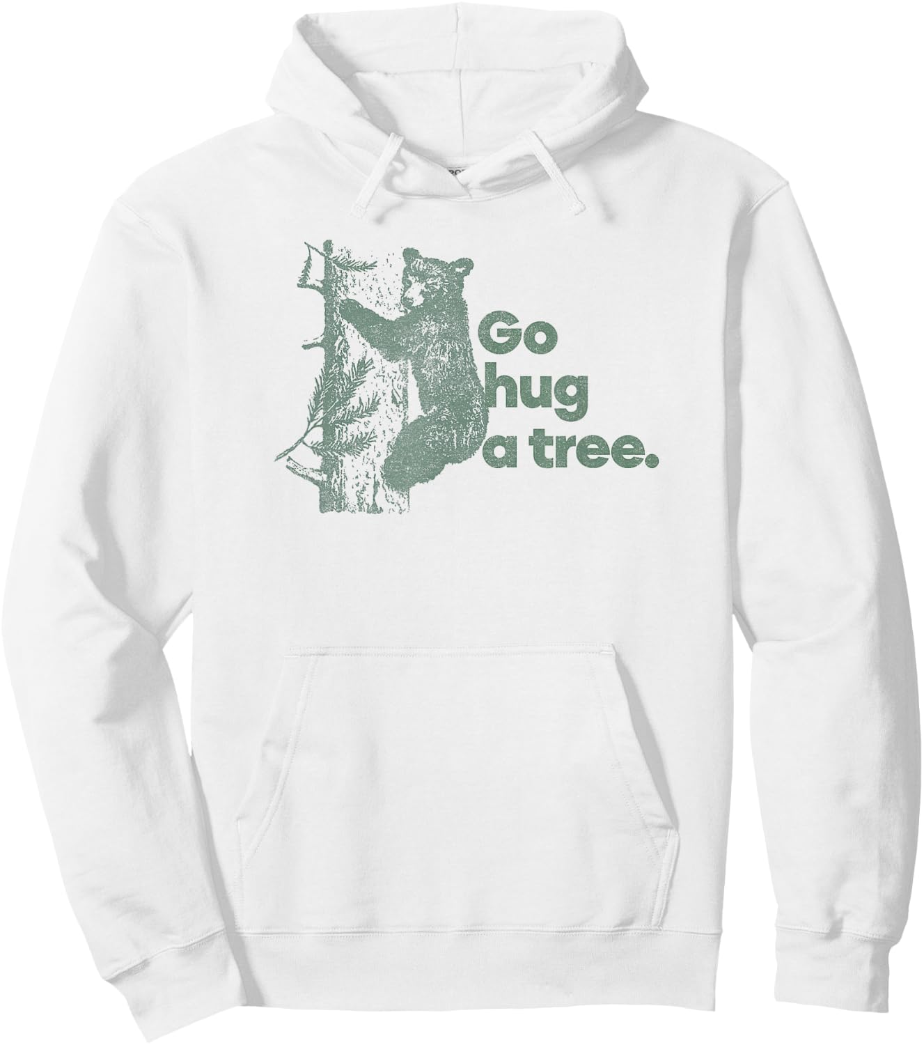 Trendy Go Hug A Tree Climbing Bear Cub Hoodie - Hoodie | White