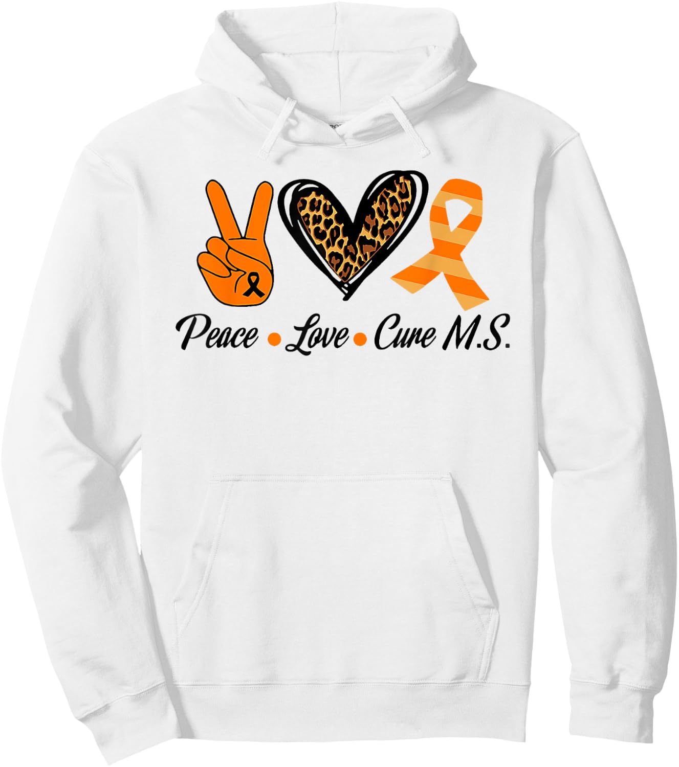Multiple Sclerosis Awareness Peace Love Cure MS Warrior Prem Hoodie - Hoodie | White