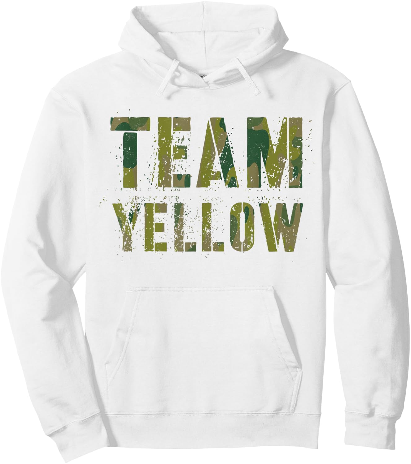 Vintage TEAM YELLOW Camo Crew Summer Camp War Game Squad Hoodie - Hoodie | White