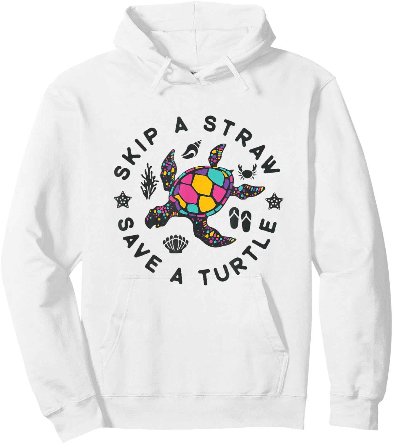 Sea Turtle Rescue Awareness Skip A Straw Save A Turtle Hoodie - Hoodie | White
