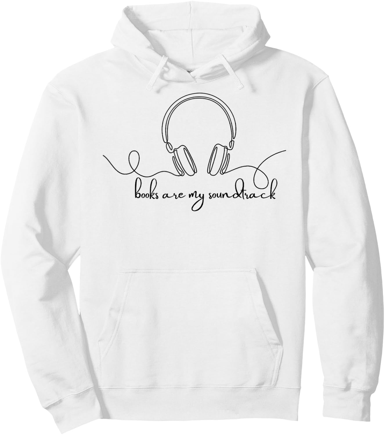 Books are My Soundtrack Audiobook Lover Headphone Line Art Hoodie - Hoodie | White