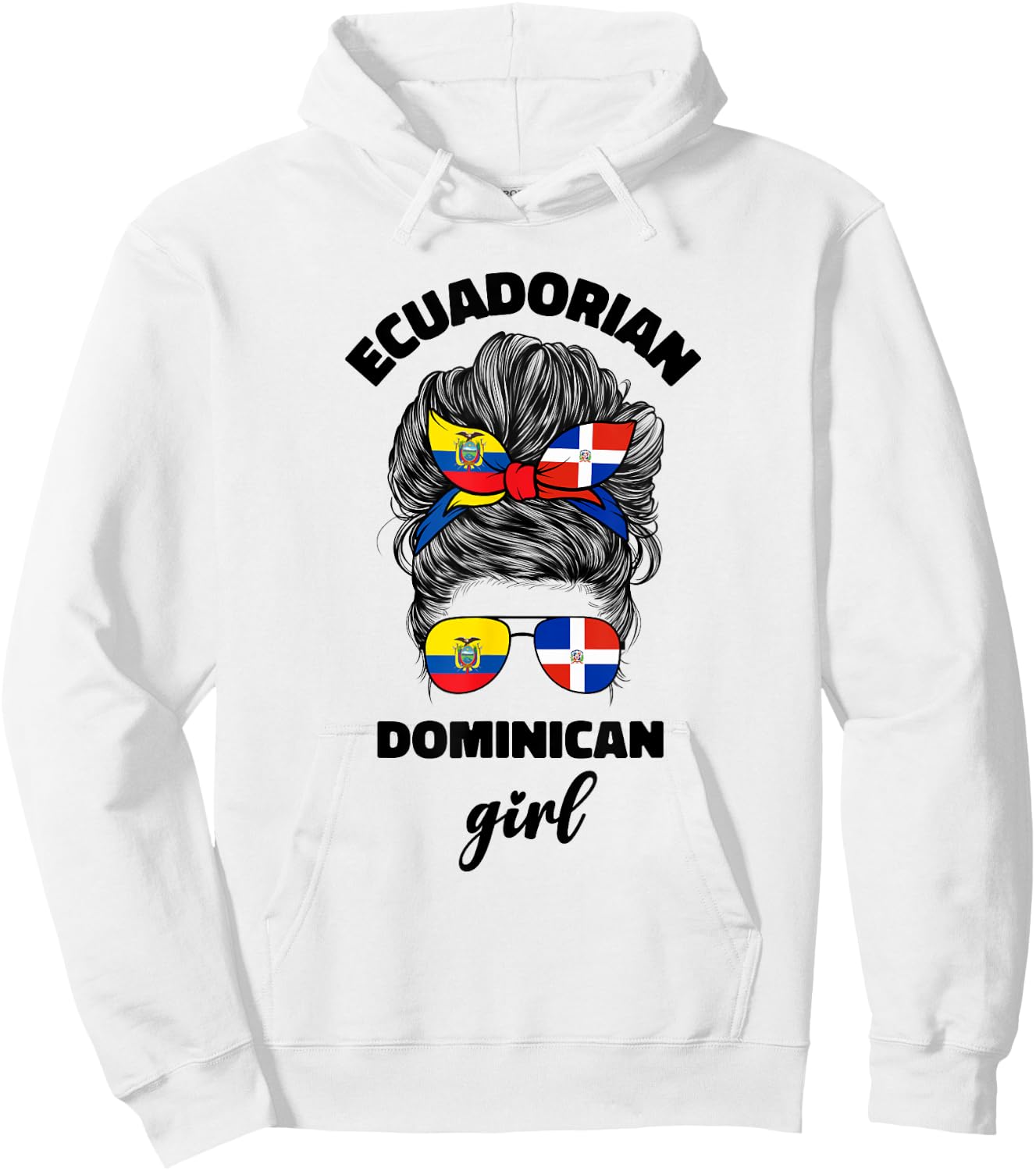 Half Dominican And Ecuadorian Ecuador Flag Girl Women Mix Hoodie - Hoodie | White