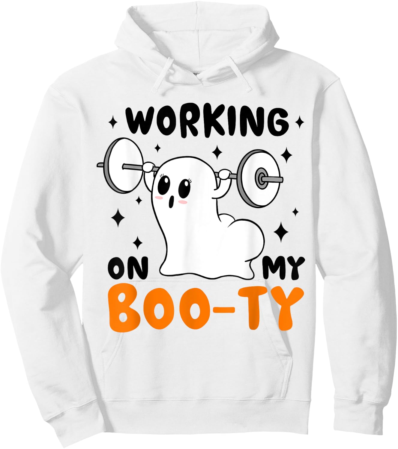 Working On My Booty funny Halloween Gym Ghost Boo-ty Hoodie - Hoodie | White