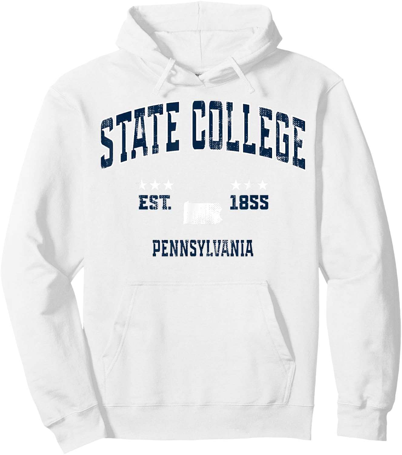 State College Pennsylvania PA Vintage Athletic Navy Sports Hoodie - Hoodie | White