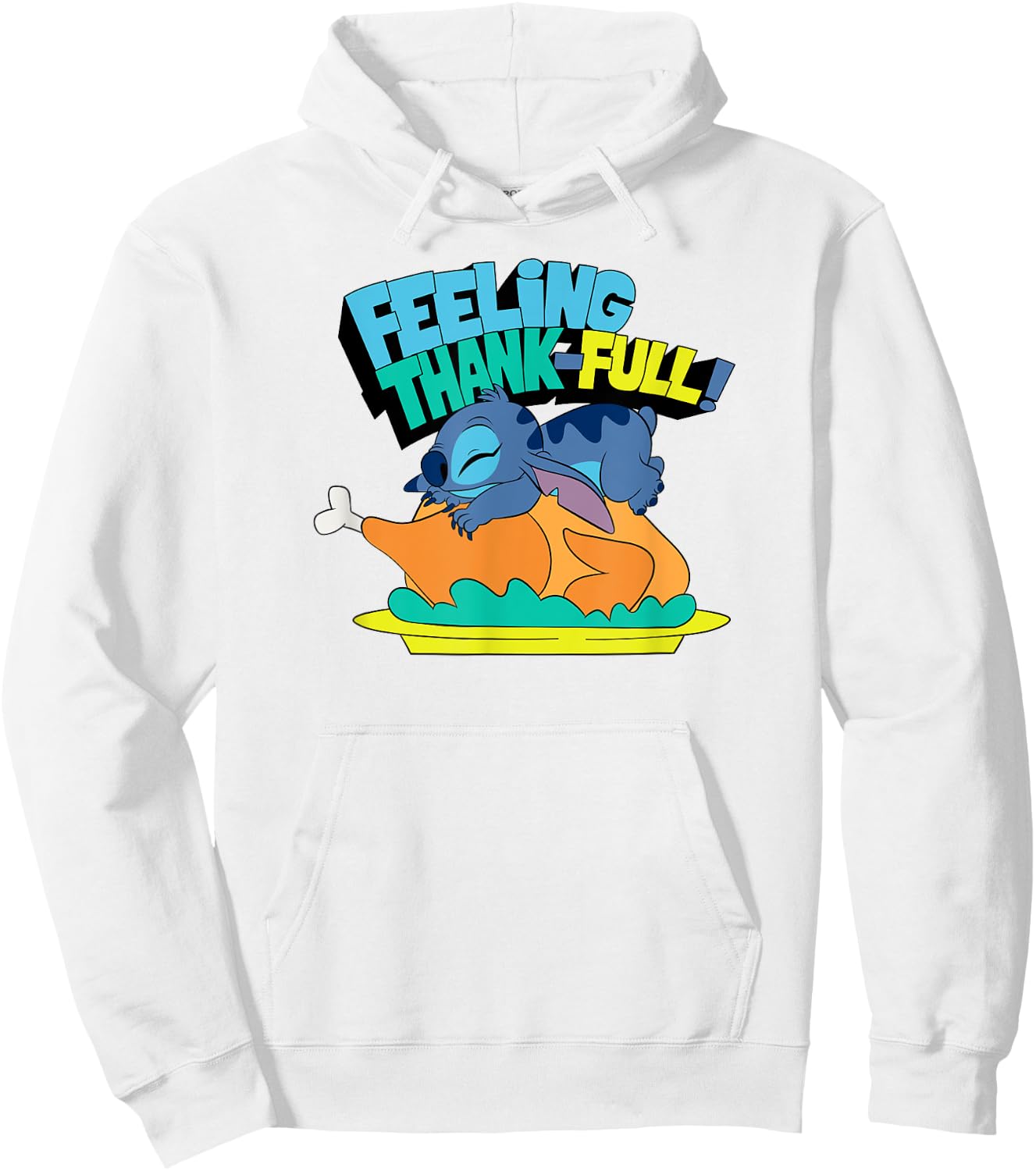 Amazon Essentials Stitch Thanksgiving Turkey Feeling Thank-full Hoodie - Hoodie | White
