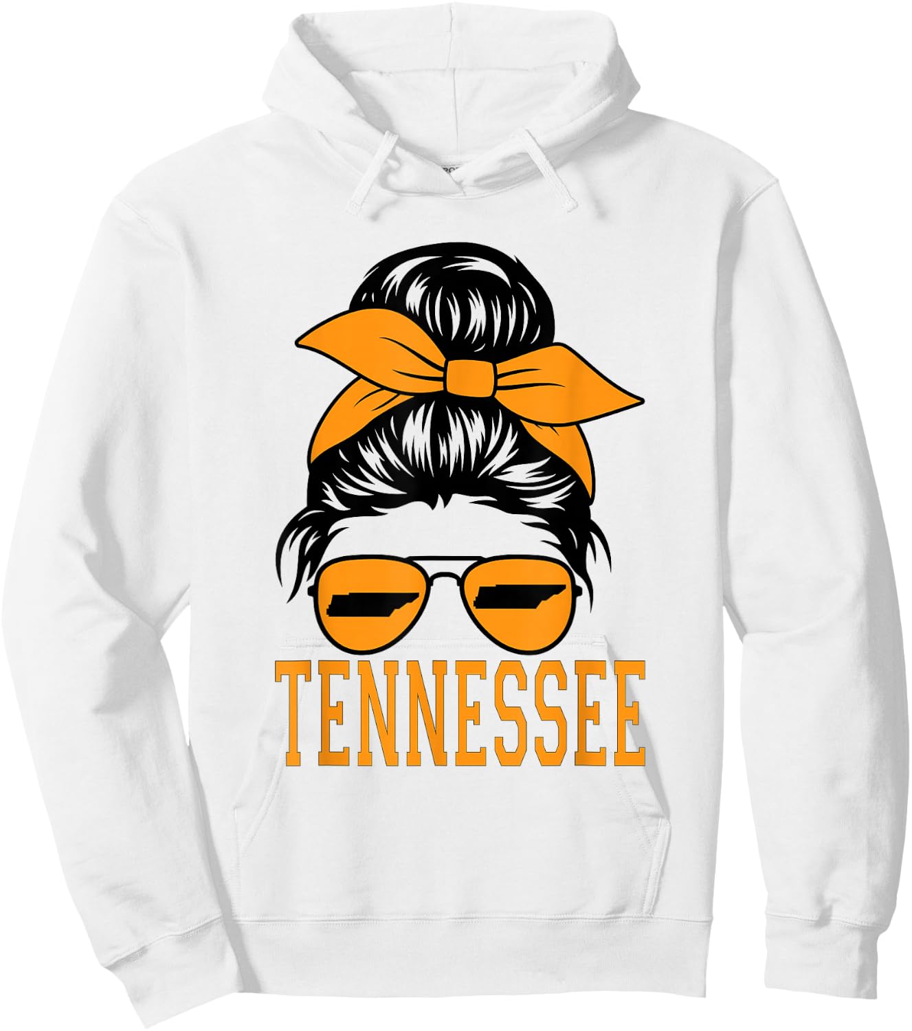Tennessee State Women Tennessee Game Day Messy Bun TN Hoodie - Hoodie | White