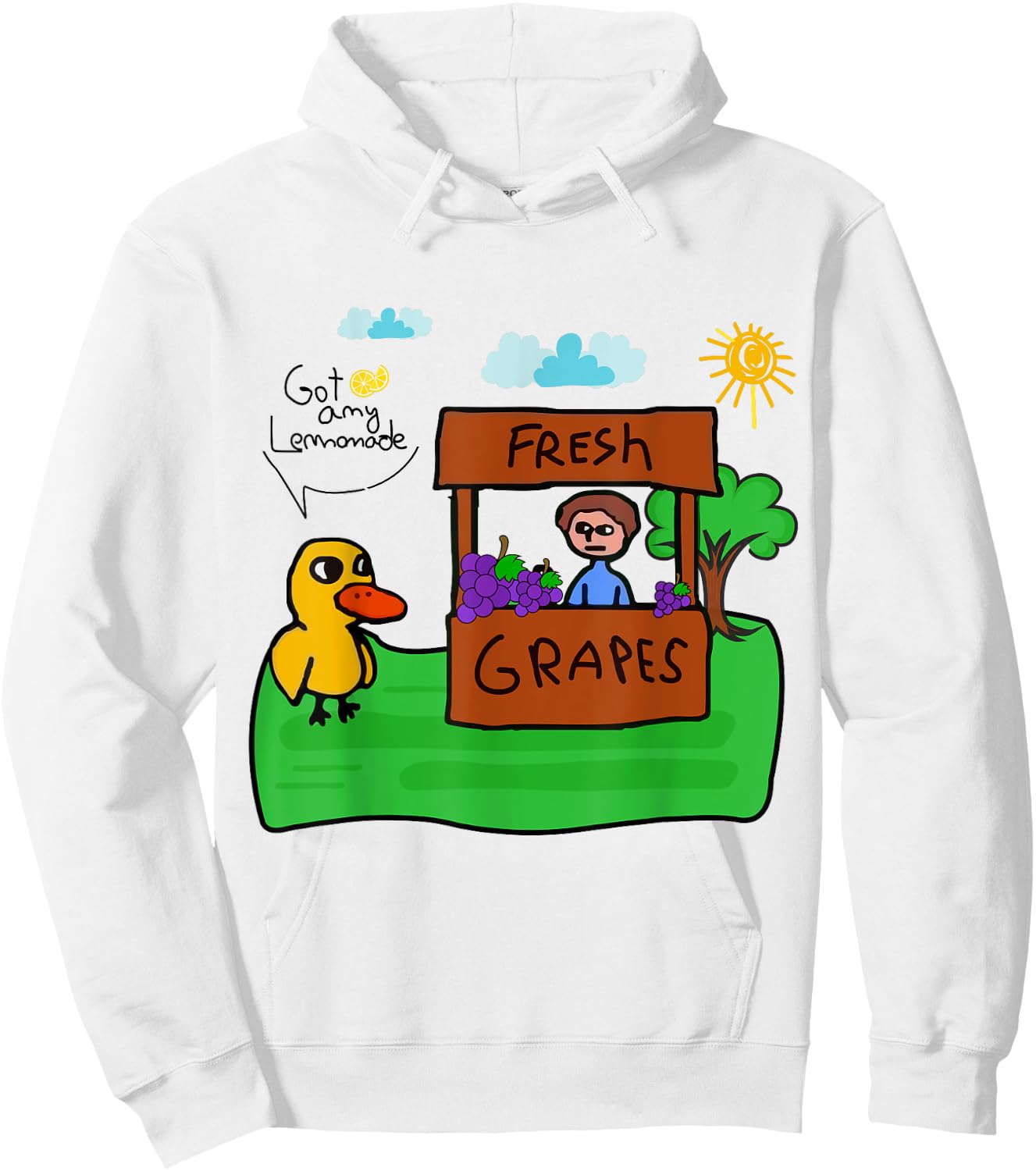 Fresh Grapes Got Any Ice Lemonade Stand, Funny Cute Duck Hoodie - Hoodie | White