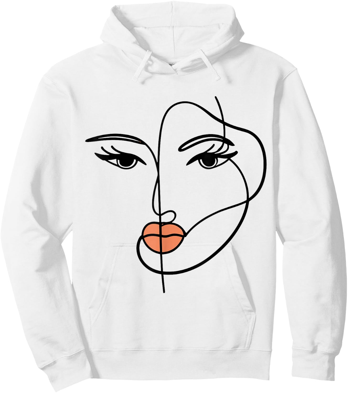 Line Art Girl Face Abstract Art Minimalist One Line Minimal Hoodie - Hoodie | White