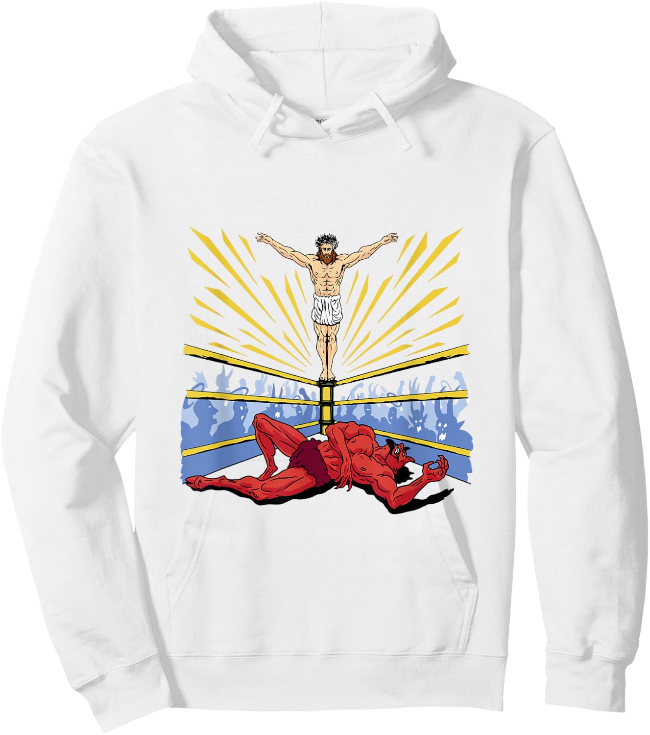 Jesus Wrestling Satan Hoodie - Hoodie | White