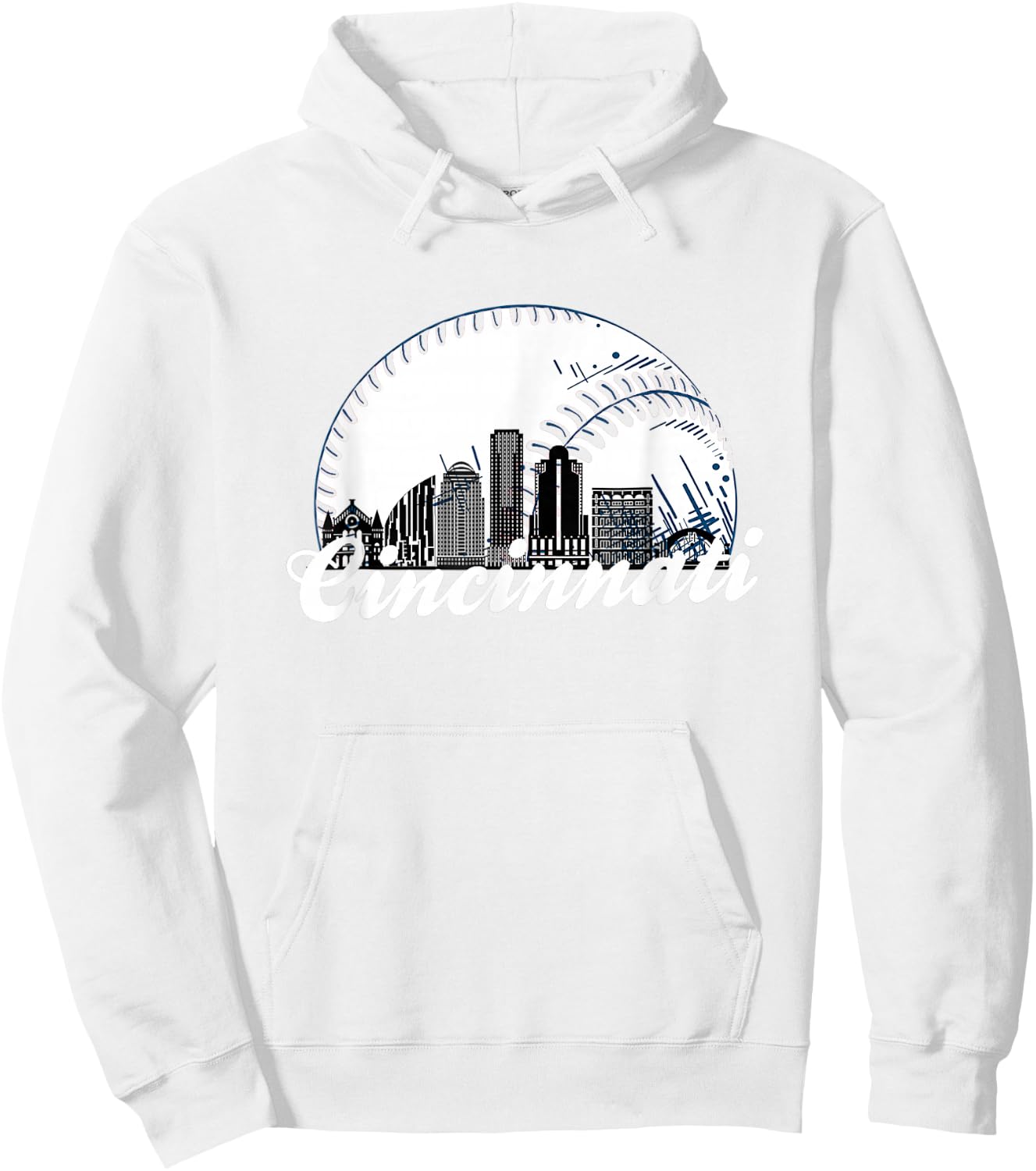 Vintage Cincinnati Skyline City Baseball Met At Gameday Hoodie - Hoodie | White