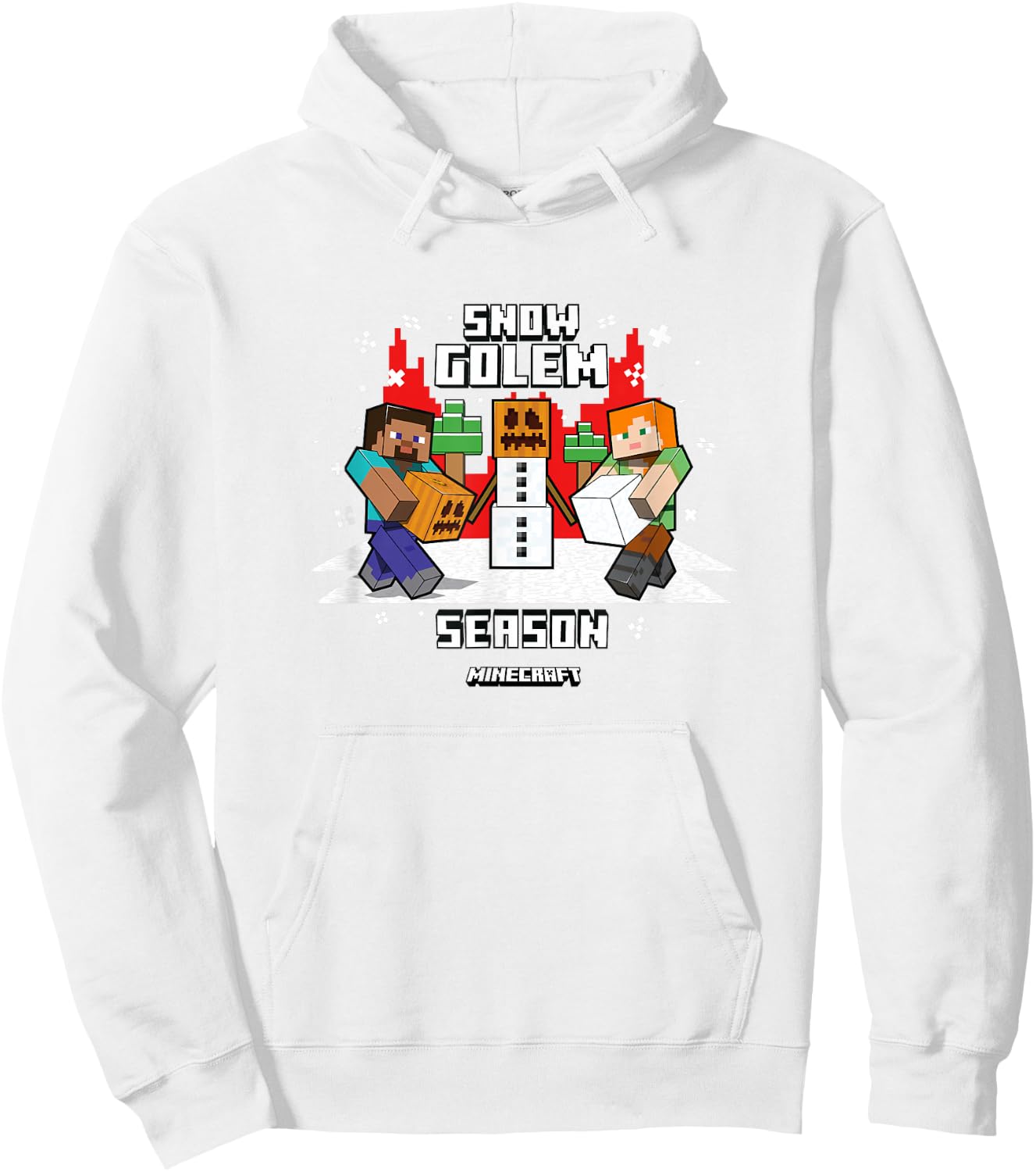 Minecraft Christmas Snow Golem Season Steve & Alex Shot Hoodie - Hoodie | White