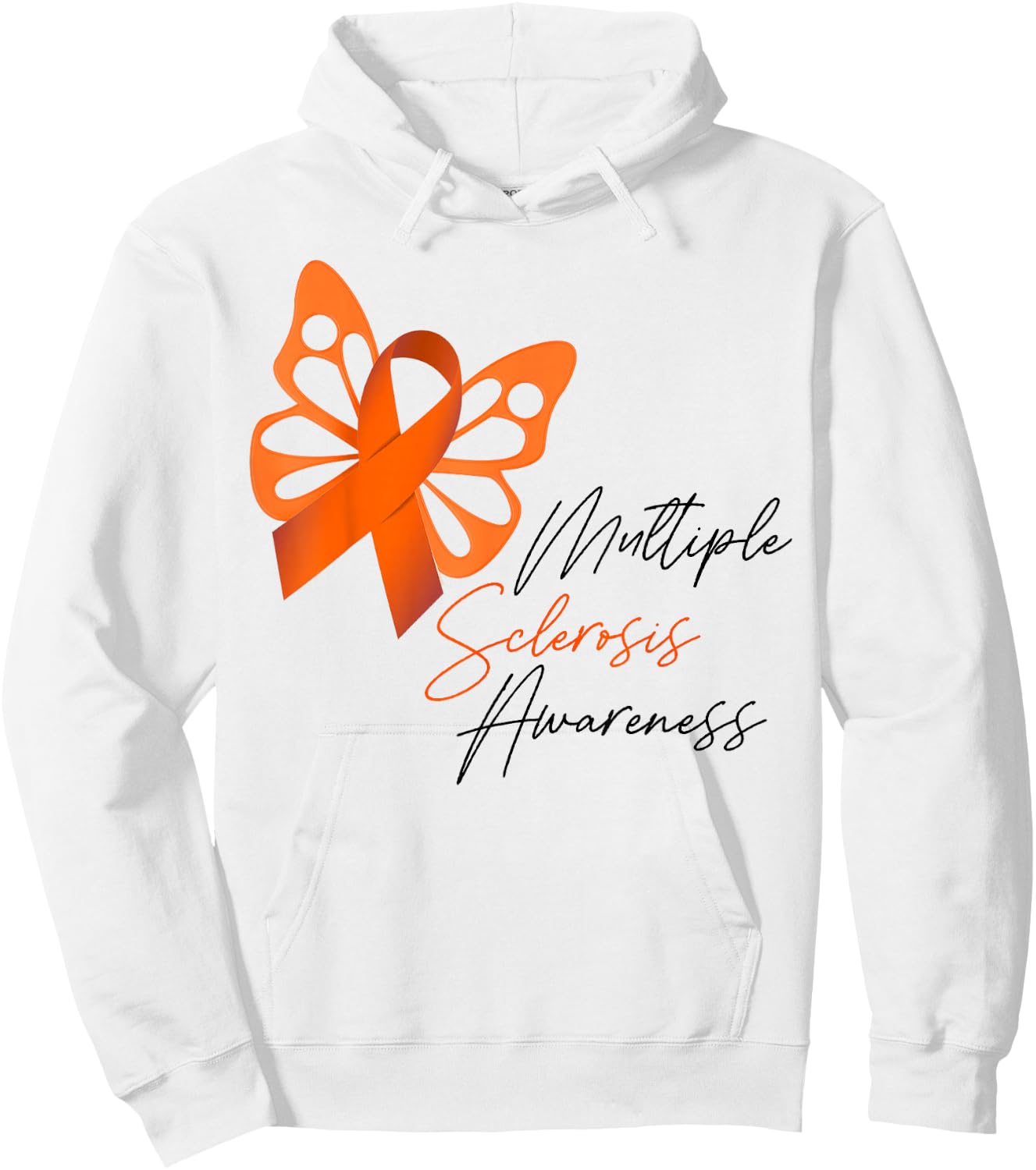 MS Orange Ribbon Butterfly Multiple Sclerosis Awareness Hoodie - Hoodie | White