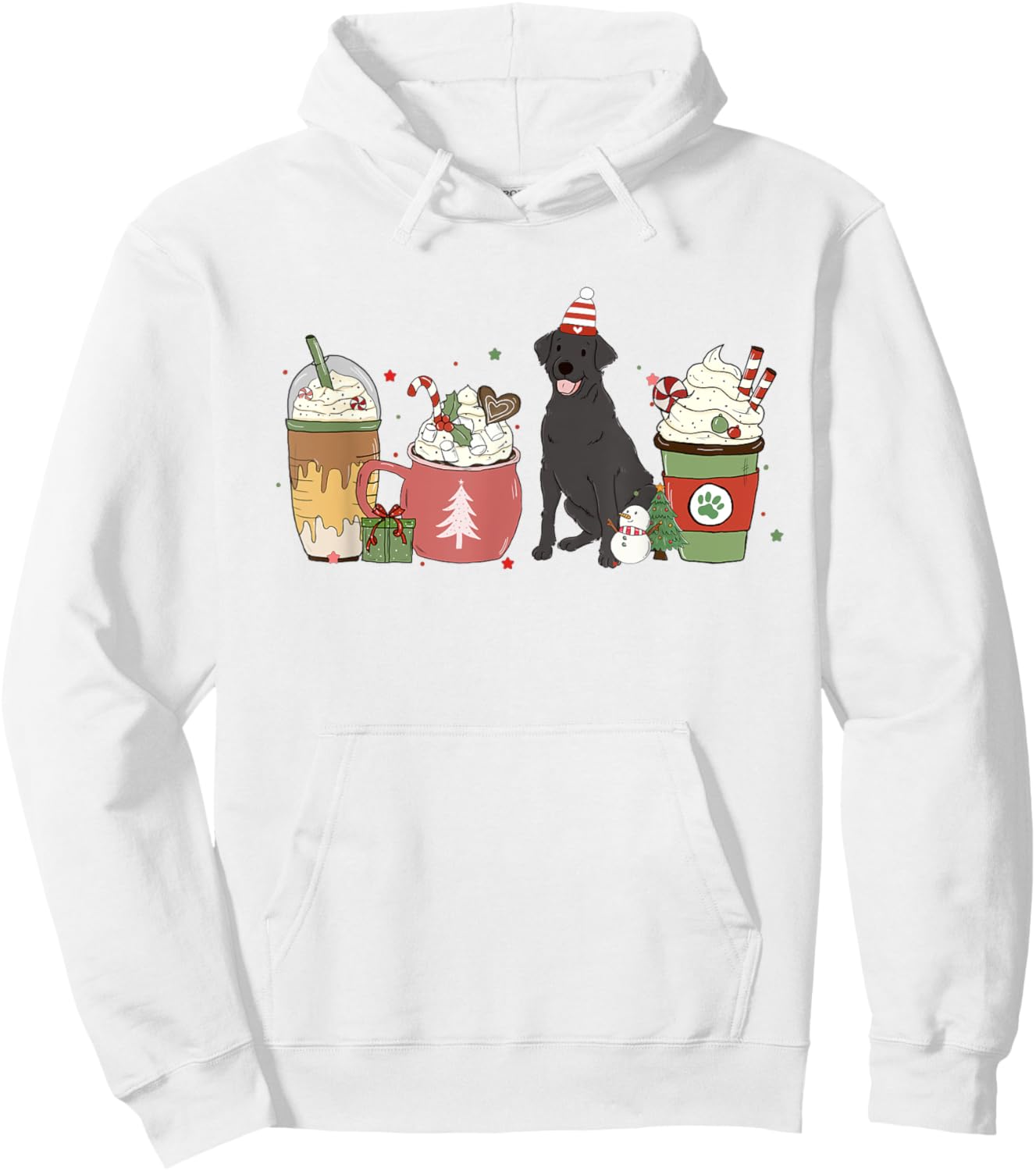 Black Lab Coffee Latte Winter Christmas Dog Mom Holiday Women Kids Hoodie - Hoodie | White