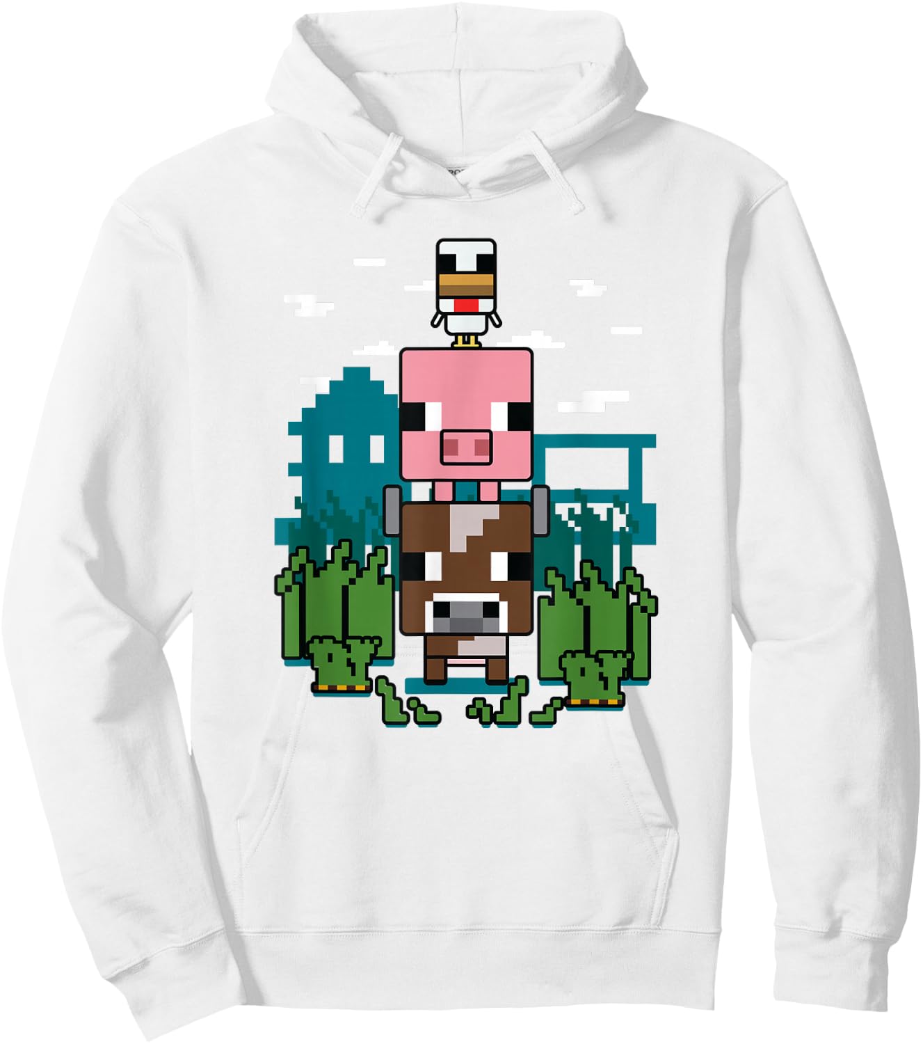 Minecraft Farm Animal Stack Poster Hoodie - Hoodie | White
