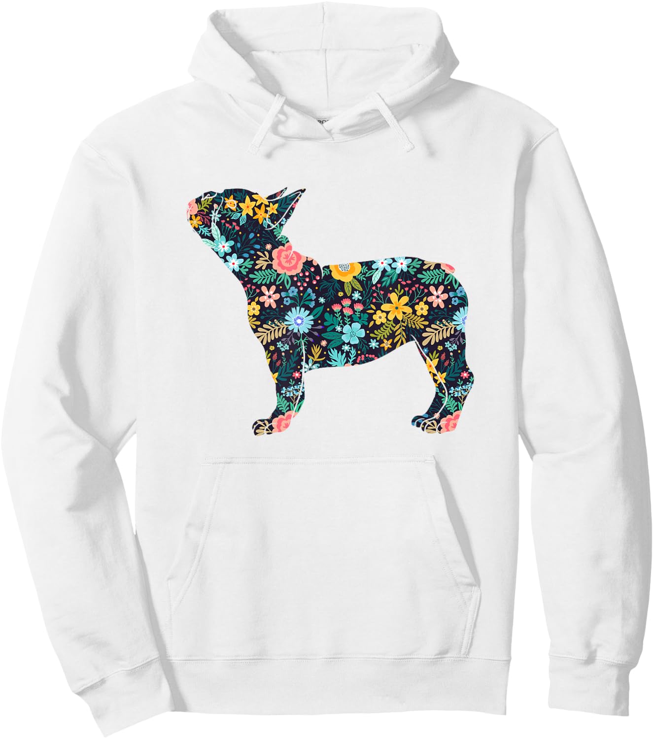 French Bulldog Floral Dog Silhouette Graphic Hoodie - Hoodie | White