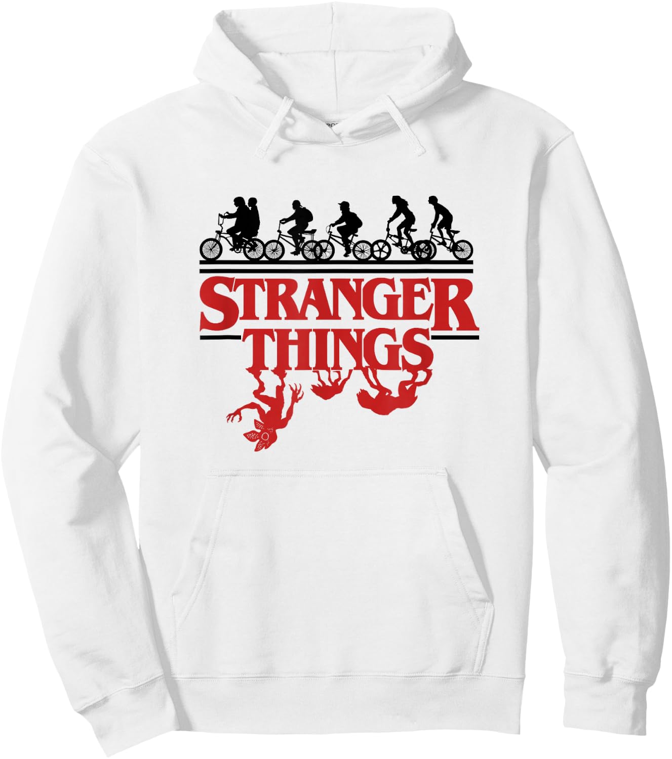 Stranger Things Kids Riding Bikes Hunted By Monsters Hoodie - Hoodie | White